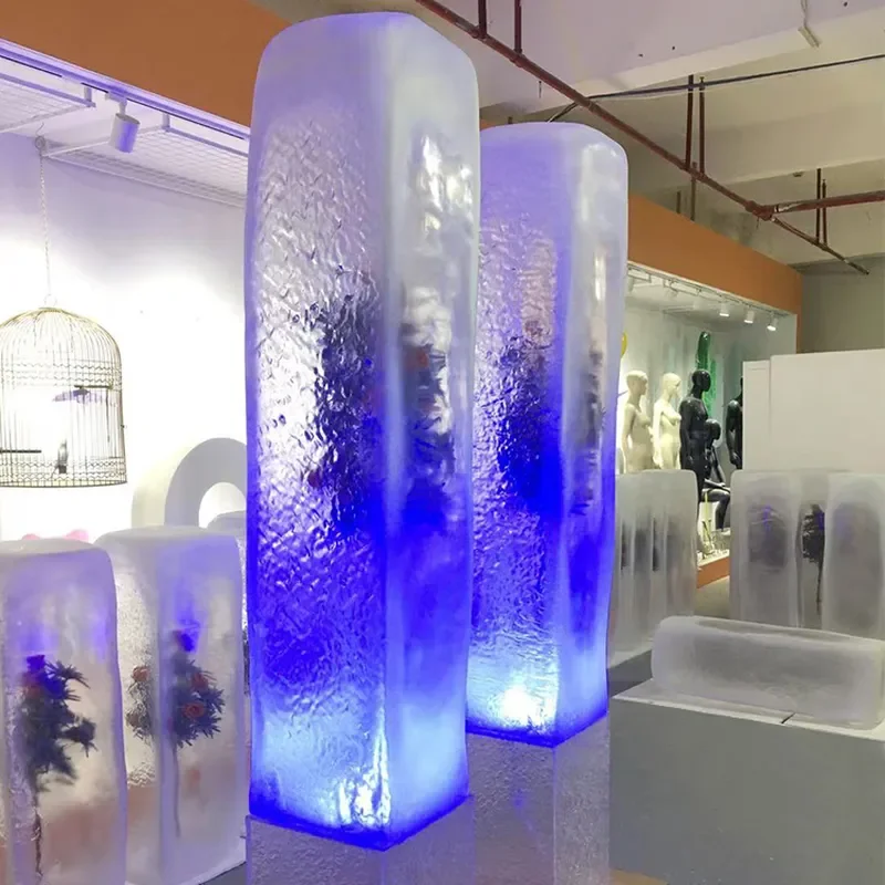for Hotel Bar Transparent Resin Sculpture Decorative Props Modern Style Ice Props