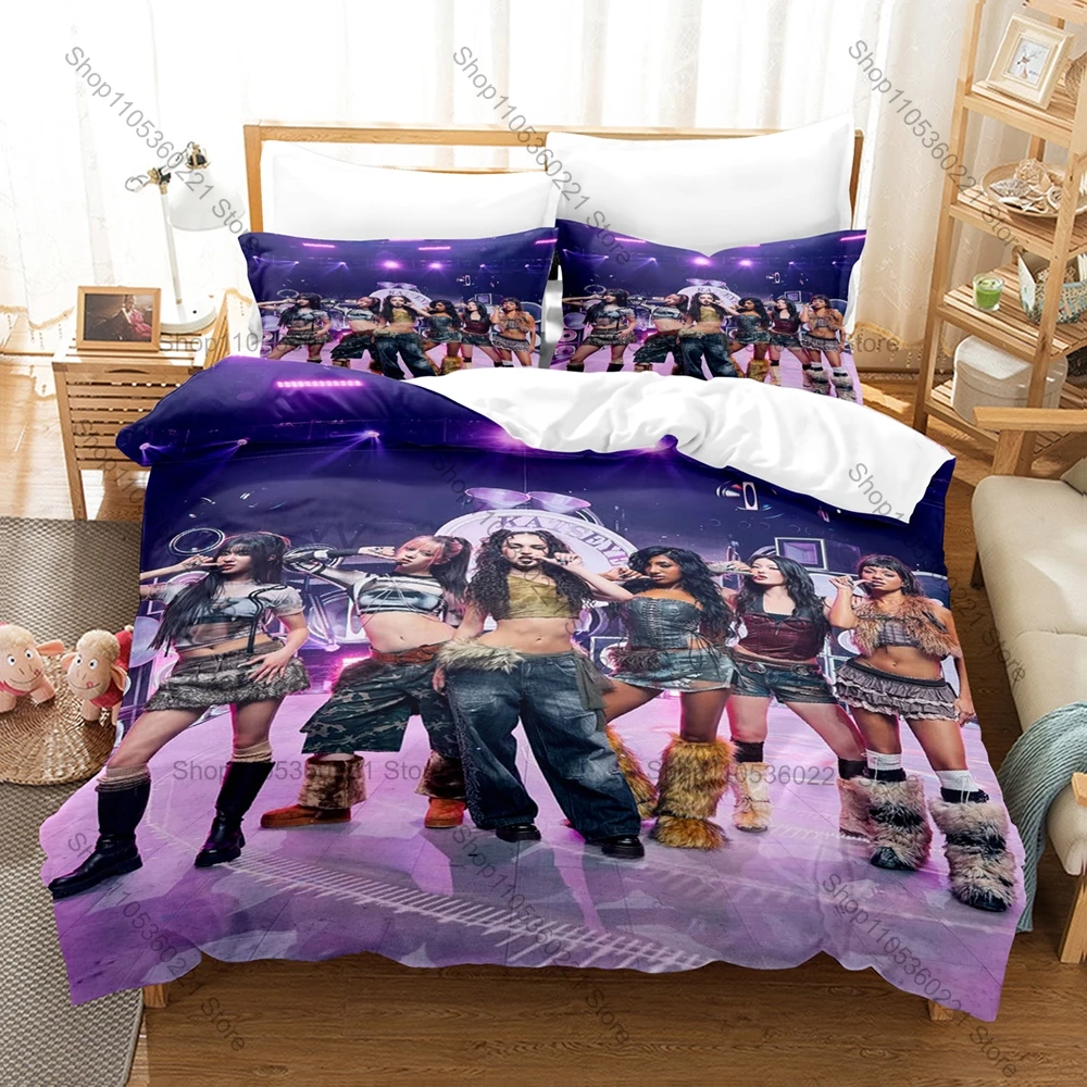 Cool Bold Trendy Six-Member Global Girl Graphic KATSEYE Beautiful Chaos Album Cover Bedding Set Duvet Cover With 2 Pillowcases T
