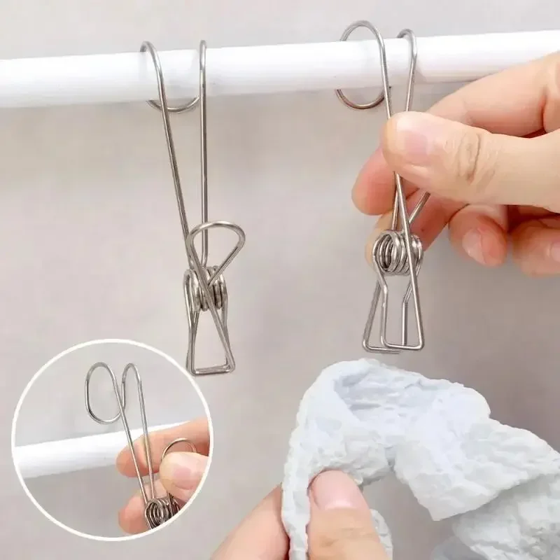 20/10/5Pcs Long Tail Clip Stainless Steel Photo Clip Clothespins Towel Organizer Holder Rack Hooks Clothes Pegs Laundry Storage