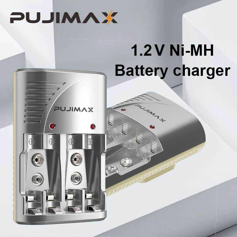 PUJIMAX 4-gniazdowa ładowarka akumulatorowa dla 2pcs 9V lub 2 lub 4 szt. AA/AAA Ni-mh/Ni-Cd EU US inteligentna ładowarka ścienny