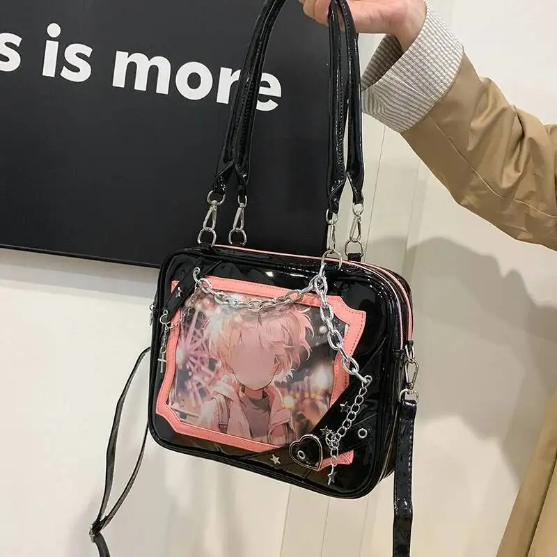 Y2k Chain Transparent Punk Shoulder Underarm Bag All Match Ins Women's Handbags Korean Casual Fashion Crossbody Ita Bags