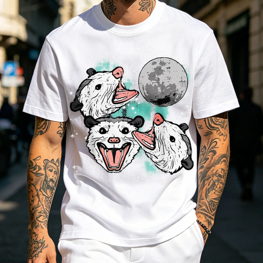 Opossums Face Moon Possum Head Men Women Boys Girls T-Shirt Funny Outdoors High Quality Cotton Short-sleev Unisex Streetwear Tee