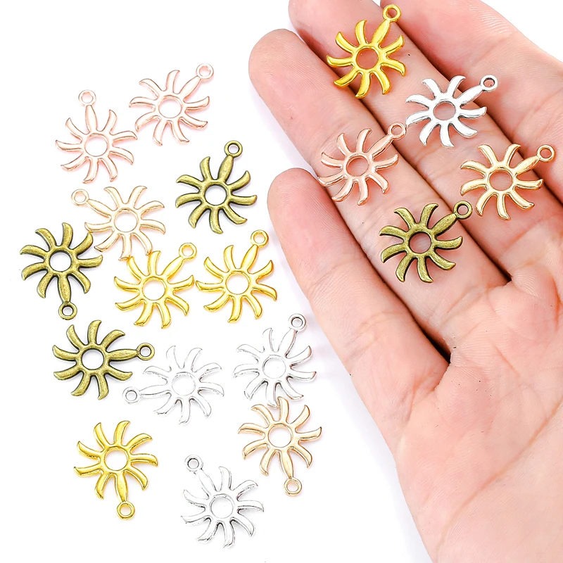 25pcs 5 colors alloy sunflower Charm Hollow Pendant For DIY Necklace Bracelet Earrings Jewelry Crafts Making Accessories