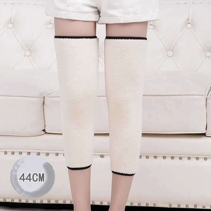 1Pair Winter Artificial Wool Knee Pads Furry Leg Warmer Faux Lamb Velvet Thicken Knee Sleeve Knee Support Thermal Leg Sleeves
