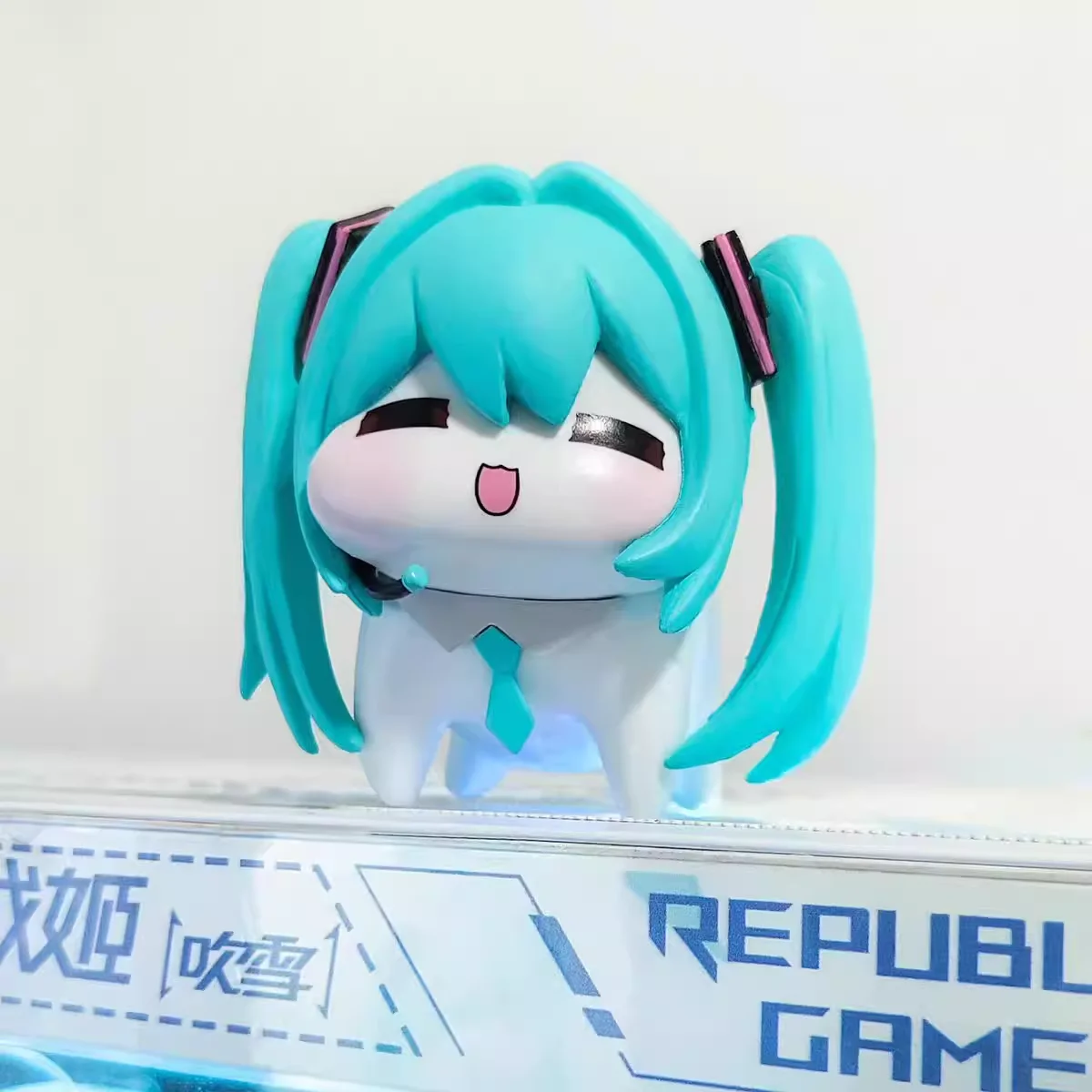 Q Version Blue Twin Tail Anime Figure Cute Kawaii PVC Doll Desktop Decoration Toy Gift For Fans