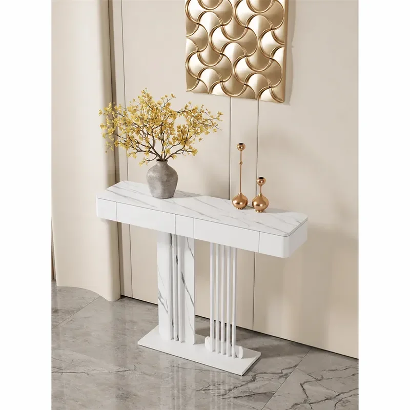 Italian Light Luxury Creative Household Entrance Table End View Platform Aisle Decorative Art Rock Slab Semicircle