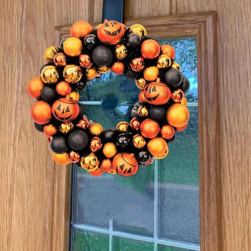 Halloween Wreaths For Front Door Autumn Pumpkin Wreath Halloween Ball Wreath Halloween Wreath Decorations Pumpkin Ball Ornament