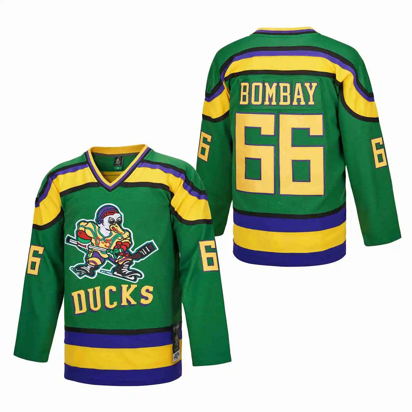 Ice Hockey Jersey Mighty Ducks 99 Banks 96 Conway 66 Bombay Outdoor Sportswear Jerseys Sewing Embroidery Green Black 2023 New