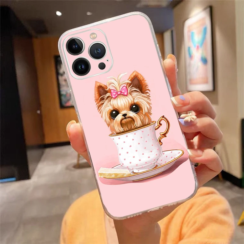 Phone Case For iphone 17 Pro Max Air 16 15 14 13 Pro Max 15 16 Pro 15Plus Cute Yorkshire terrier dog Case Funda Capa Cell