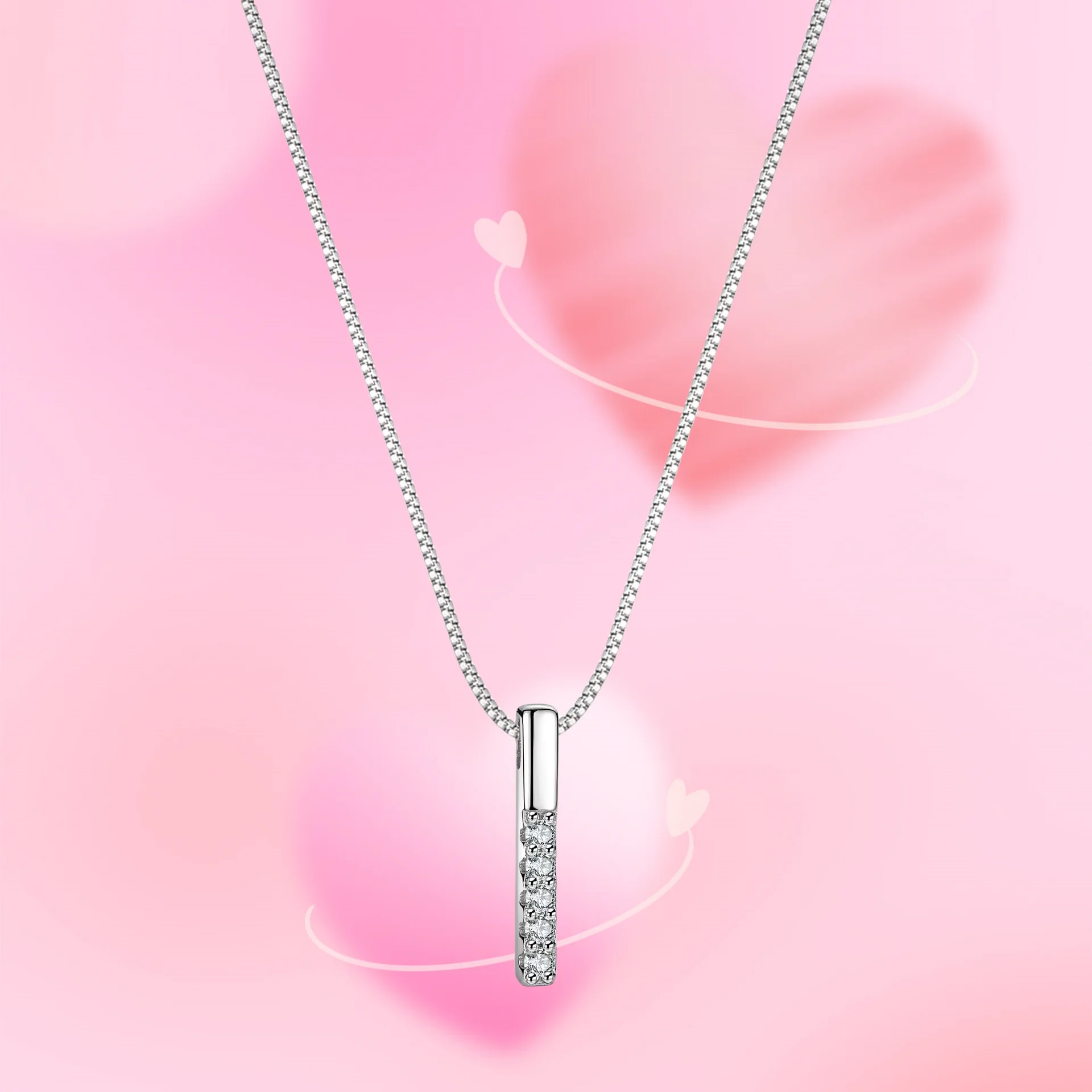 

New S925 sterling silver pendant moissanite necklace women's fashion straight row necklace luxury full diamond pendant jewelry