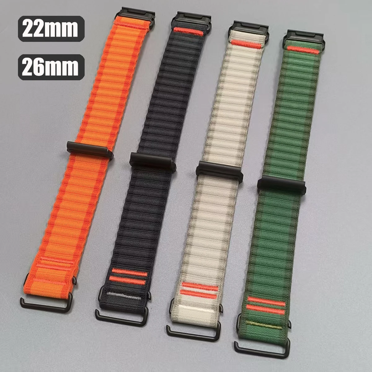 QuickFit Nylon 26mm 22mm Band für Garmin Fenix 8 pro 7 7X 6 6X Loop Strap für Tactix 8/Quatix 8/Forerunner 970 965 745 Armband