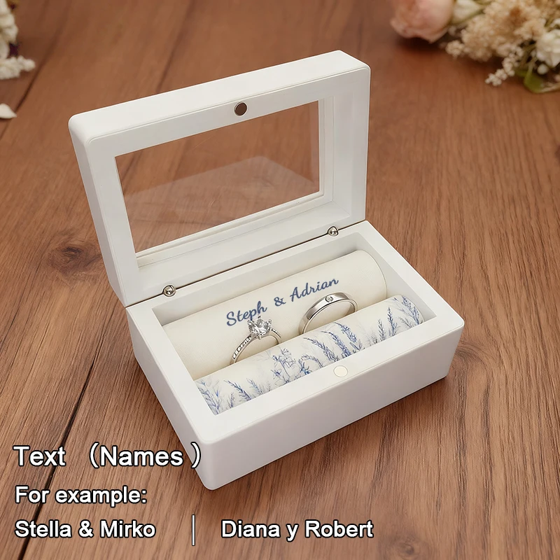 Gepersonaliseerde trouwring box houder aangepaste huwelijksceremonie ring box wit aangepaste naam ring box gepersonaliseerde hoge kwaliteit