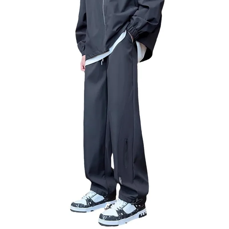 メンズ 2025年 春秋 新作 速乾 ゆったり カジュアル ストレート スポーツ ワークウェア カジュアル ロングパンツ ロング丈パンツ 無地