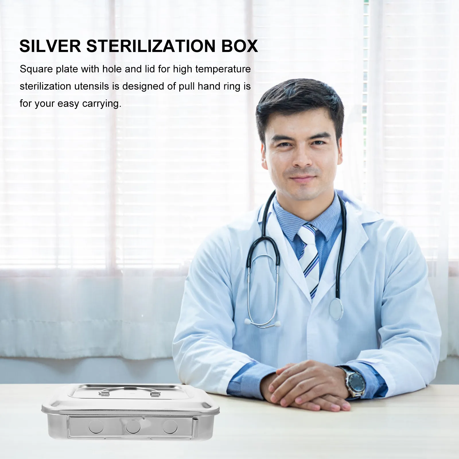 

Silver Sterilization Box Stainless Steel Instrument Tray Square Lid No Leakage Anti Rust High Temperature Sterilizer Portable