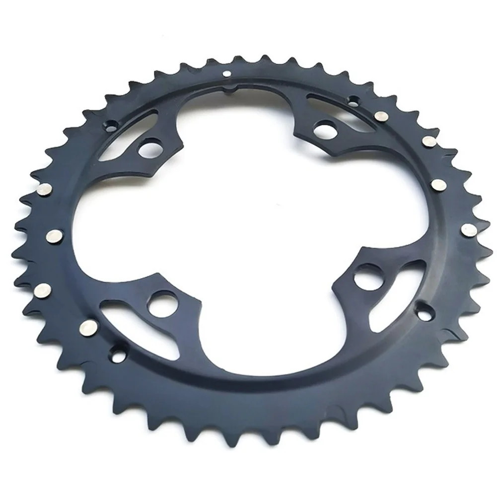 44T Black Aluminum Alloy Bicycle Chainring Replacement for 8 Speed and 9 Speed Cranksets with 104mm Compatibility