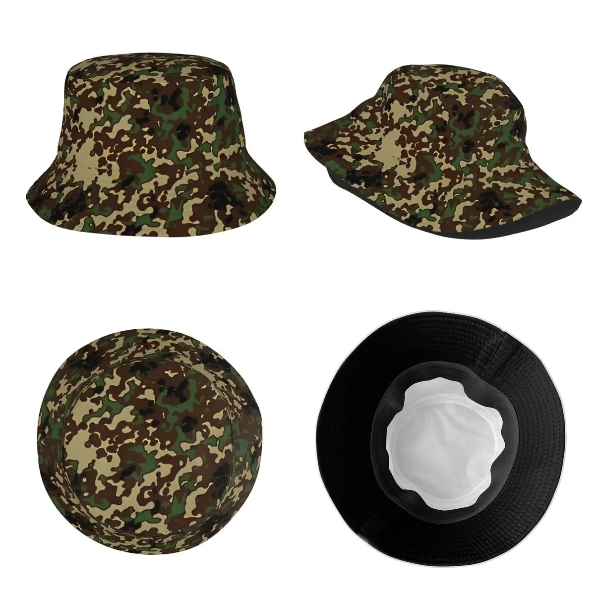 Flecktarn 남성 및 여성용 버킷 햇, UV 차단, 야외 육군 위장 낚시 어부 모자, 용수철 모자, 밥 모자