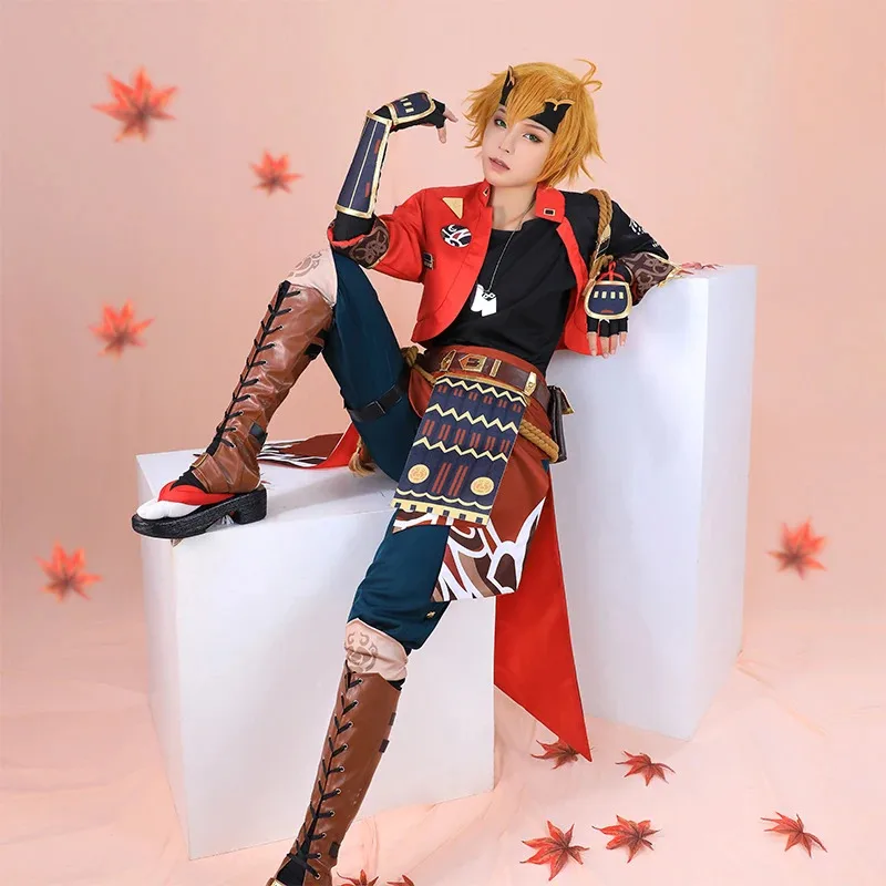 Juego ROLECOS Genshin Impact Tohma disfraz de Cosplay Thoma disfraz de Cosplay para hombre Halloween Cosplay conjunto completo con sombreros