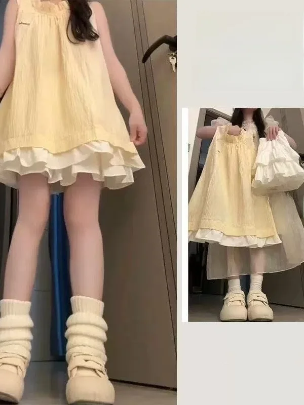 女の子の夏服-ケーキスカート-ツーピースセット-ユニークで美しいドレス-ハーフスカート-通気性のあるコットン-バレーボール-スポーツ-子供服