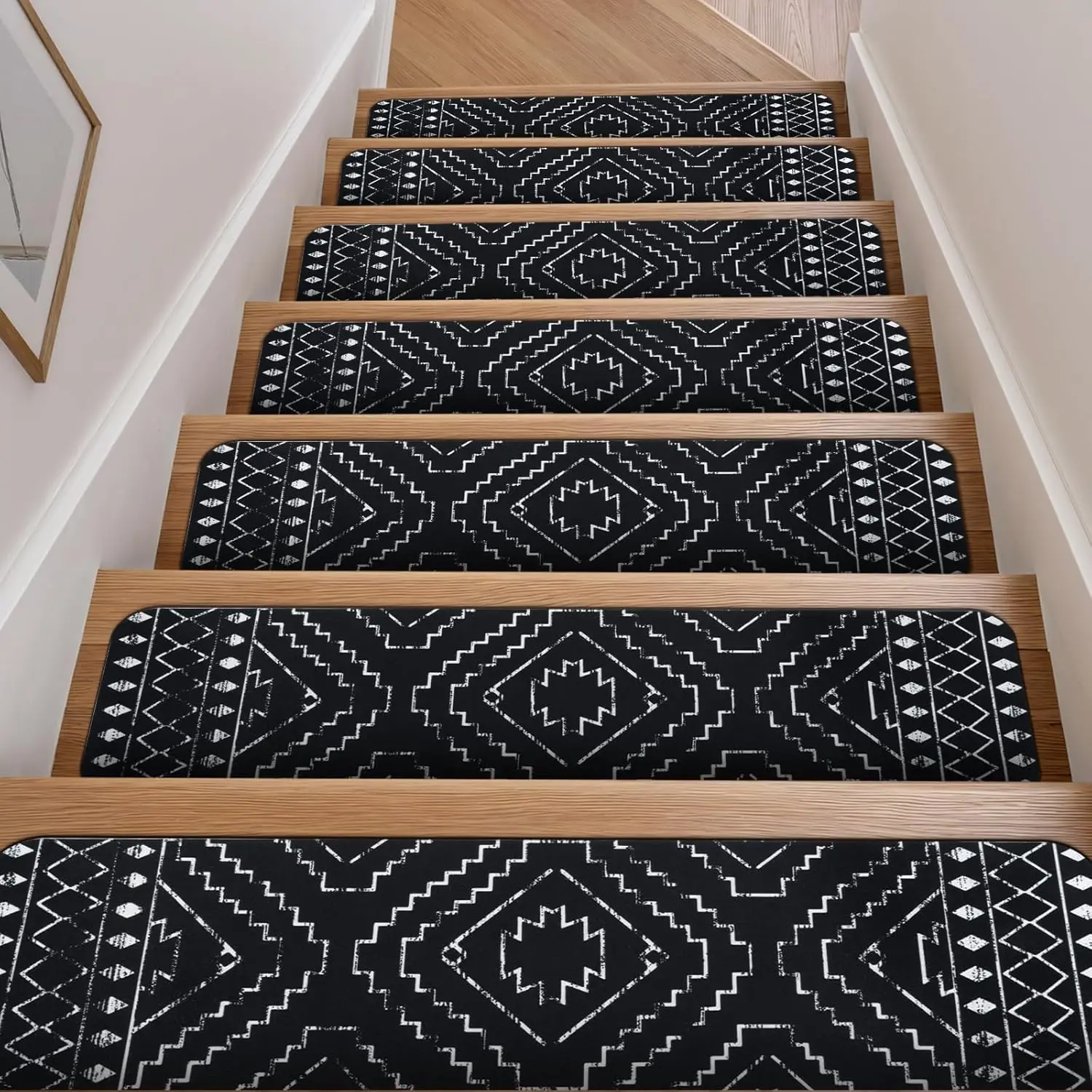 

Non-Slip Stair Treads for Wooden Steps, 15PCS 30x8 inch Washable Carpet Runners, Anti-Skid Stair Mats for Kids, Elders and Dogs, Black