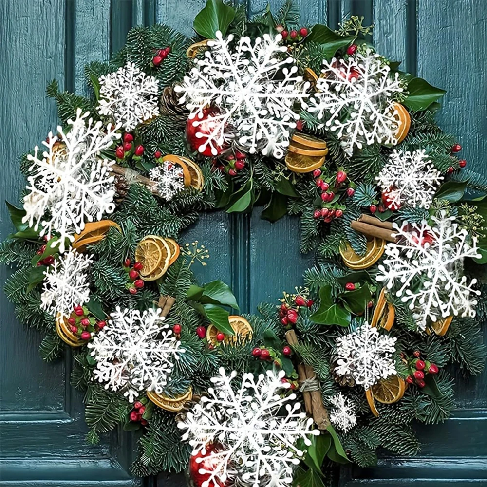 6pcs 6/8/11/15/18cm Snowflakes Christmas Tree Decorations Snowflake Ornaments Xmas Tree White Snow Flakes Hanging Decor New Year - Image 4