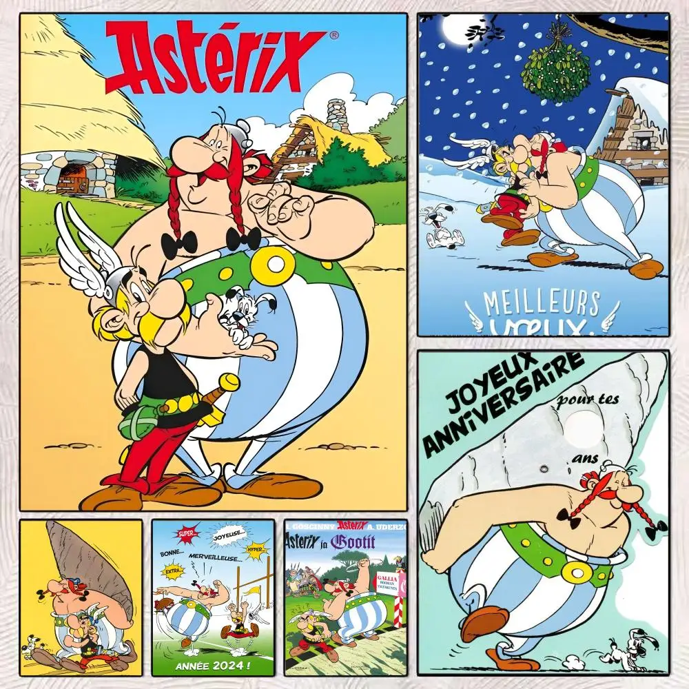 ملصق كلاسيكي على شكل رسوم متحركة A-Asterix ملصق مثالي ذاتي اللصق مصمم لمساحات تناول الطعام في المكاتب المنزلية