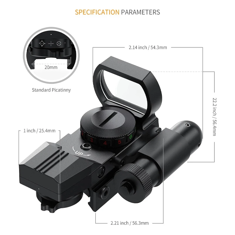 Feyachi Reflex Sight - 4 Reticle Red & Green Dot Sight Optics with Red Laser Sight Less Than 5mW Output for Picatinny Rails