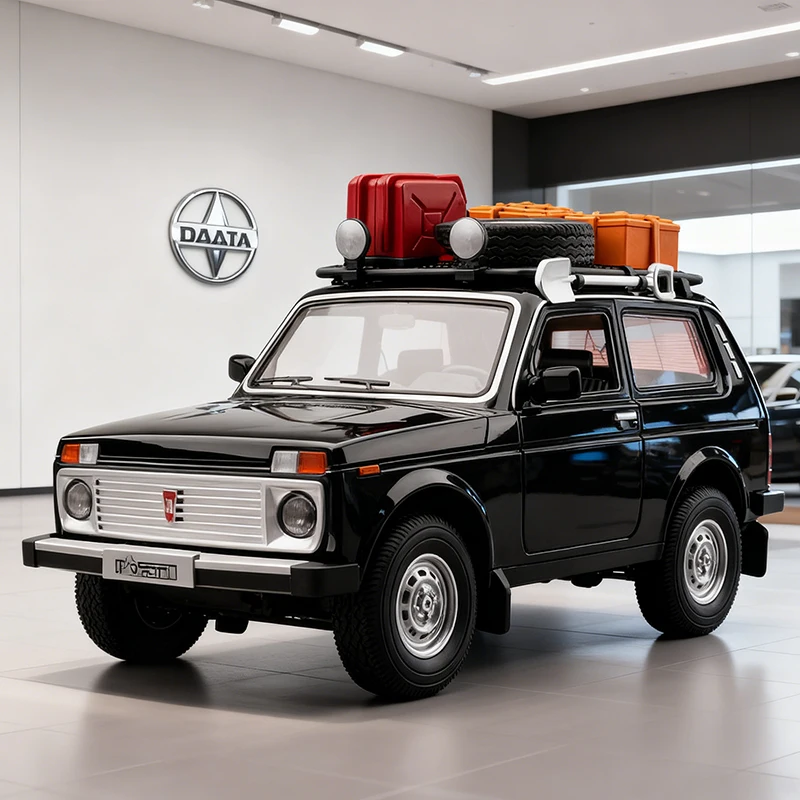 1:24 Russo LADA NIVA VERSIONE WILD Modello di auto in lega Suono e luce Tirare indietro Giocattolo per bambini da collezione Regalo di compleanno