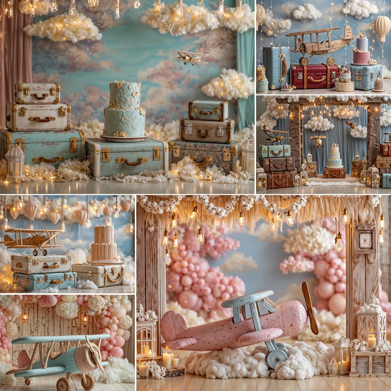 cenario-de-balao-e-aviao-com-nuvens-para-festa-de-aniversario-de-1-ano-de-bebe-meninos-e-meninas--decoracoes-de-fundo-para-fotografia-com-tema-de-sonho-de-voo