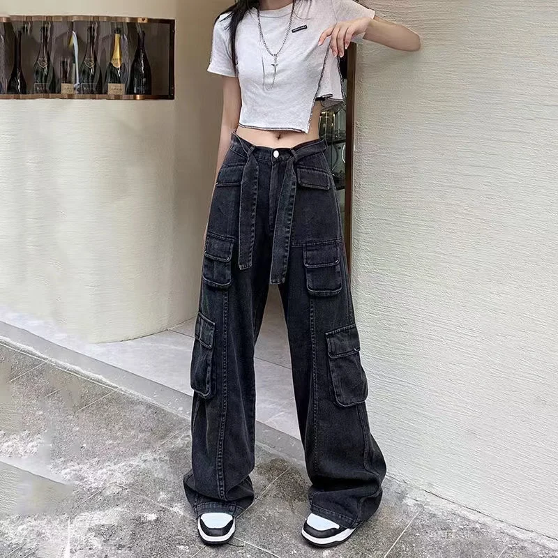 Casual Cargo Pants Low Waist Vintage Loose Streetwear Baggy Jeans Women Oversized High Street Sexy Y2K Straight Trousers Woman