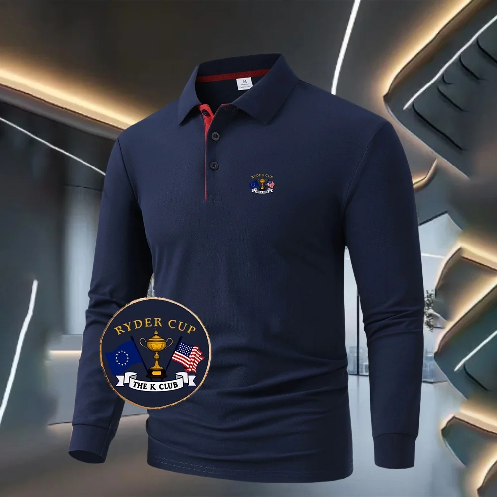 

New Autumn Polo shirt for Men 3D Print Solid Color Long Sleeve Golf Polo Shirts Homme Spring Social Business Polos Male shirts