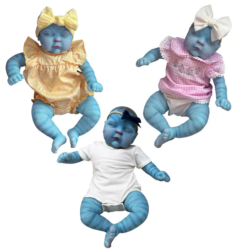 

19inch Multiple Styles Choose Blue skin Peaches Reborn Doll Soft Cloth Body Multiple Layers Painting 3D Skin Hand Painted Hair