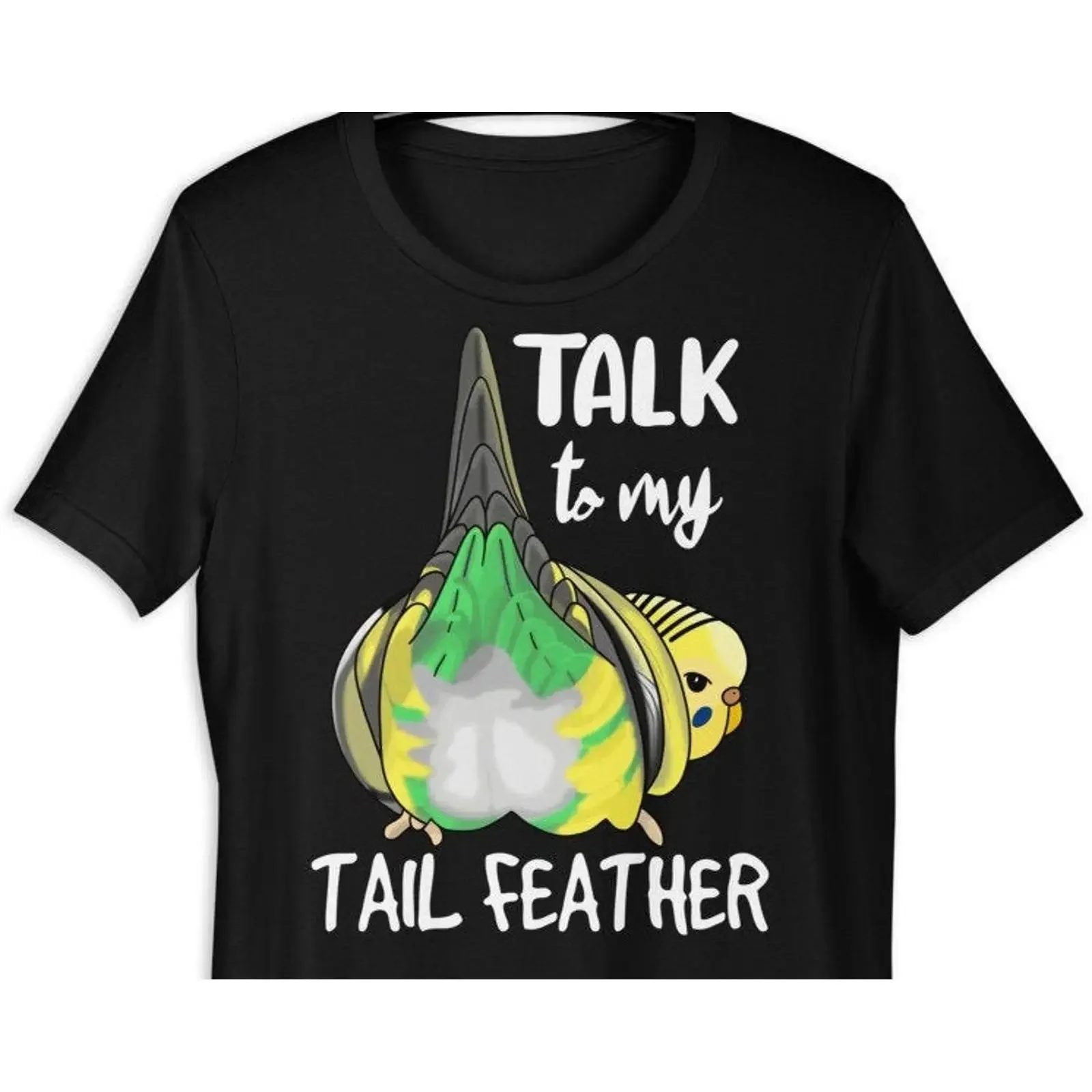 Talk to my Tail Feather Funny cool Parakeet budgie bird quote T Shirt vintage Washed Casual Soft streetwear Stretched
