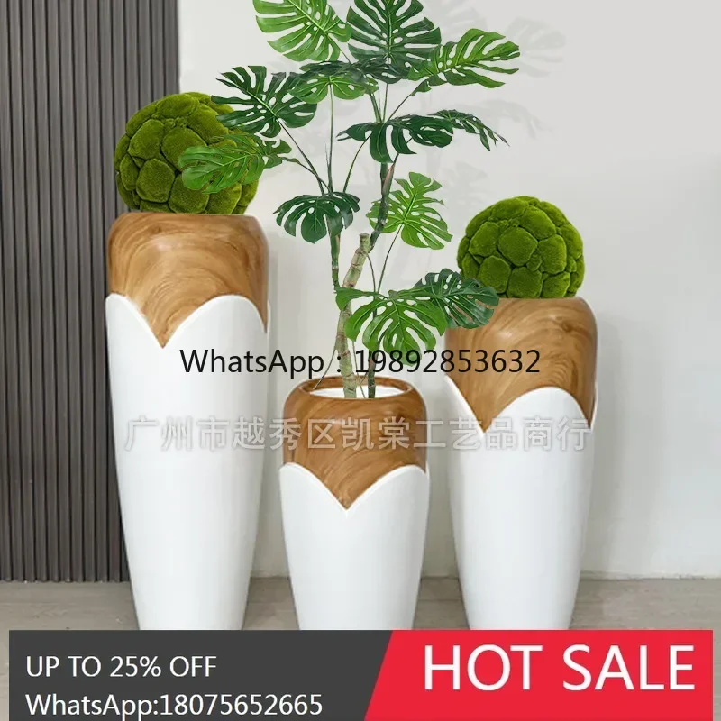 B1  Creative Floor-standing Magnesium Oxide Vase Ornament Decoration Green Plant Landscape