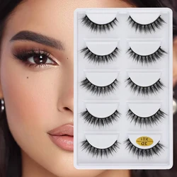 Lanjinglin Faux Cils 5 Pairs 3D Nerz Wimpern Natürliche Lange Wispy Falsche Wimpern Handgemachte Make-Up Verlängerung Faux Cils maquiagem