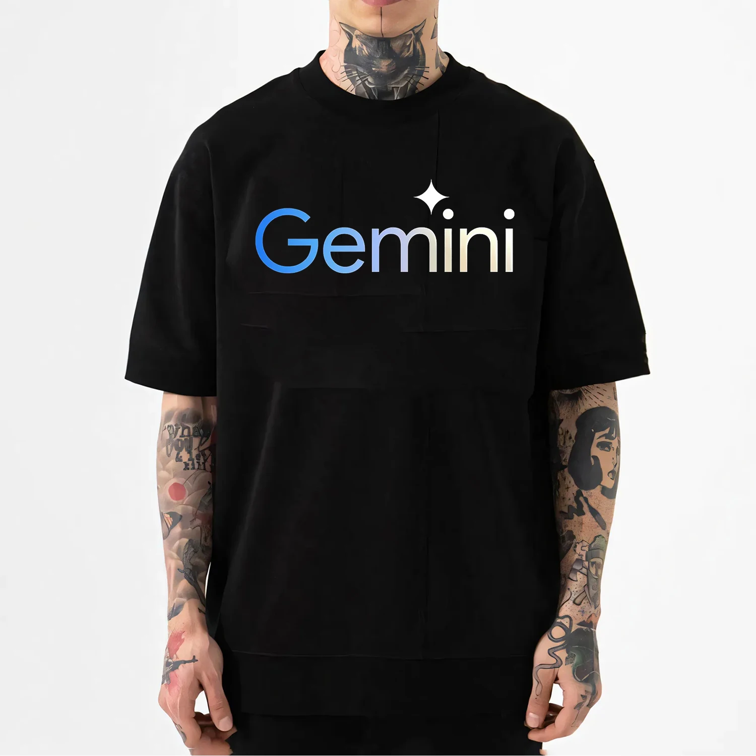 Google AI Gemini T Shirt Men Cool Minimal Artificial Intelligence AI Tech T-Shirt Casual Soft Breathable Graphic Stylish Tshirt