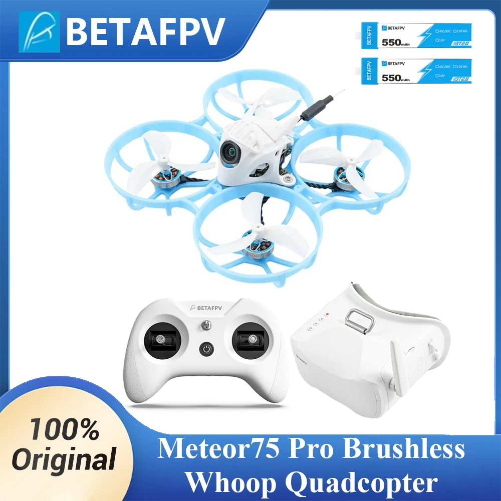 BETAFPV Meteor75 Pro Kit ELRS 2.4G Brushless Whoop Drone Quadcopter VR03 FPV Goggles LiteRadio 3 Radio Control Ready to Fly