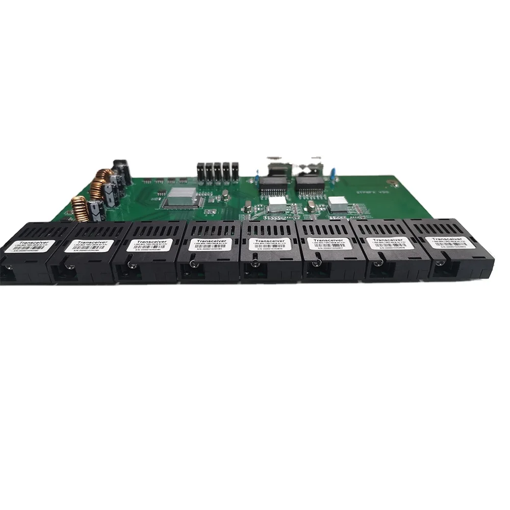 Wanglink-Ethernet Switch PCB Board, 8-Port 100Base-FX + 2-Port 10/100/1000Base-T(X), 20km