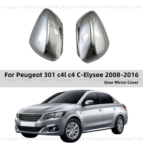 Imagen 1 del producto Accesorios retrovisores de coche para Peugeot 301 C4l C4 c-elysee 2008 2009 2010 - 2015 cubiertas de espejo de puerta plateadas cromadas embellecedoras