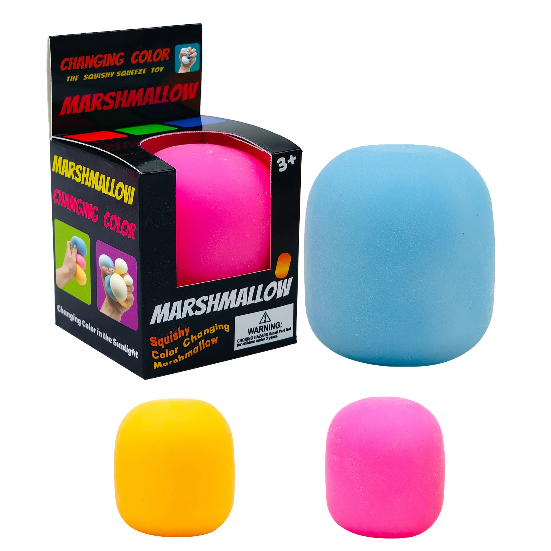 Pelota de malvavisco que cambia de color bajo la luz solar, juguete antiestrés blando, juguete cilíndrico para aliviar la ansiedad en adultos, caja sorpresa.