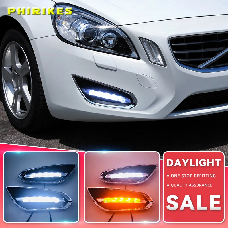 

For Volvo S60 V60 2011 2012 2013,Light-Off Style Relay Waterproof Matte ABS Car DRL 12V LED Daytime Running Light Daylight