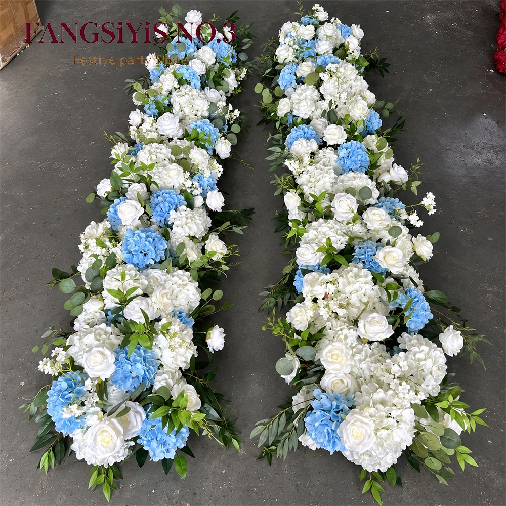 Table Runner - 2m (78,74 inch) Witte en blauwe