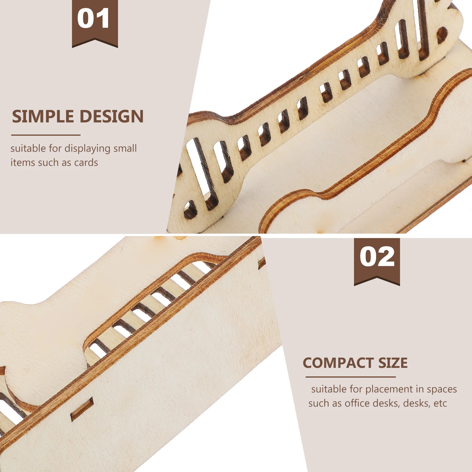 حامل بطاقات عمل على شكل عظمة، منظم مكتب خشبي، حامل بطاقات مدمج لقاعدة عرض رف تخزين طاولة المكتب #6
