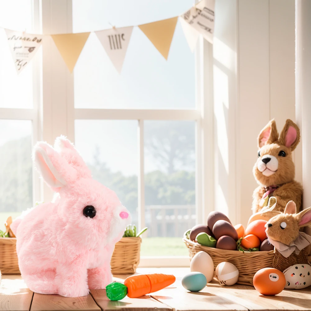 Zając wielkanocny zabawka pluszowy królik wielkanocne elektroniczne interaktywna zabawka króliczki mogą chodzić i rozmawiać z dźwiękami i ruchami na prezent