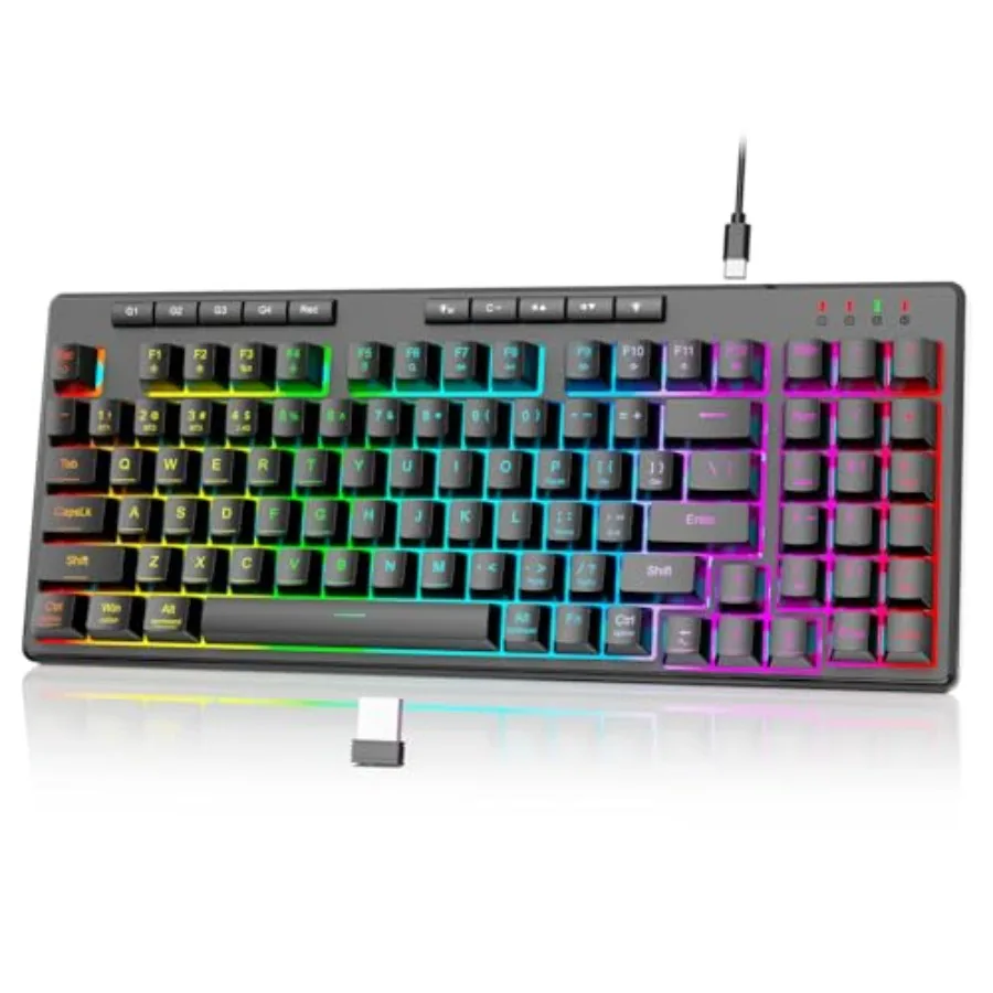 

K517 Pro Wireless Gaming Keyboard, RGB Backlit, Tri-Mode BT/2.4GHz/USB-C, Mechanical Feel 94 Keys Computer Keyboard with 4 Macr