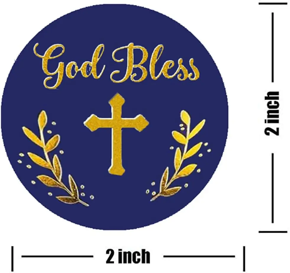 Cruz de Ouro Christian Stickers Etiquetas, Deus Abençoe Adesivo, Batismo Religioso, Confirmação, Batizado, Primeira Comunhão, 2"