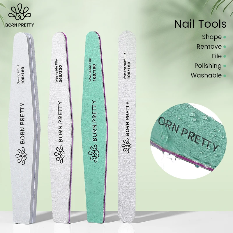 BORN PRETTY Nail File Buffer Double Side 100/180/240/320 Trimmer Grit Lime Buffer Nail Polish File Professional Nails Files