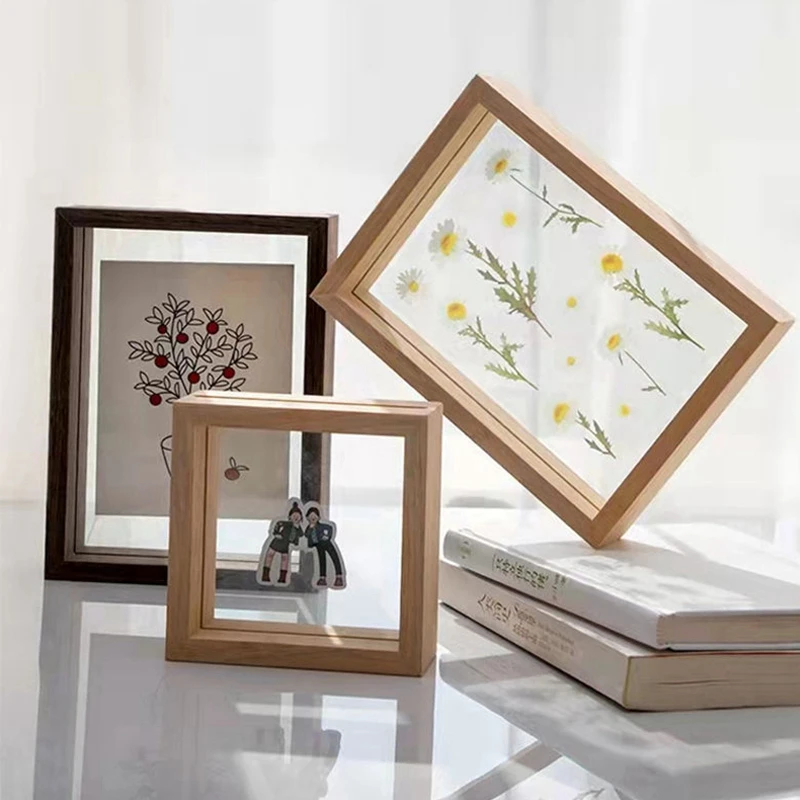 Nordic Photo Frame Transparent Picture Frames Dried Flower Leaves Specimen Holder Kawaii Room Decor Cadre Photo Marco De Fotos