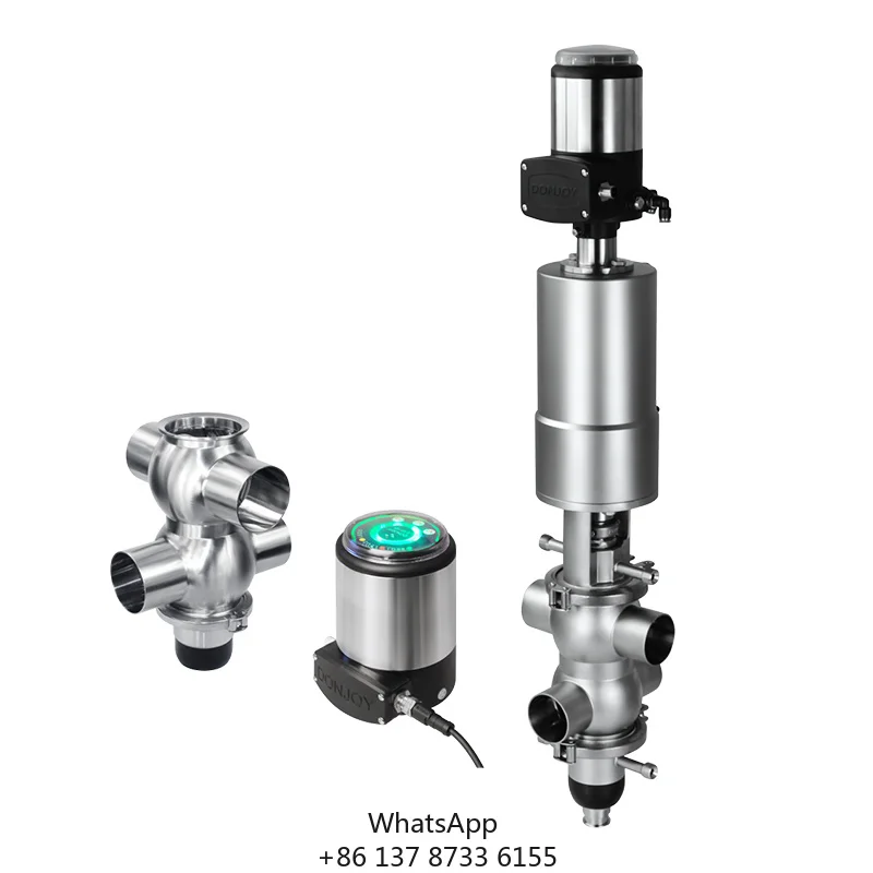 DONJOY Sanitary IS-C Series Mixing Proof Double Seat Valve Stainless Steel 316L Mixproof Valve With Pneumatic Actuator Beverage