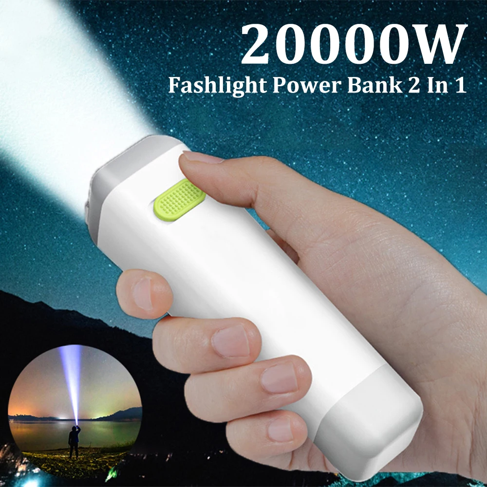 LED Flashlight Mini Torch USB Charging Flashlight Power Bank 2 In 1 Portable Camping Fishing Lighting Far Range Flashlight