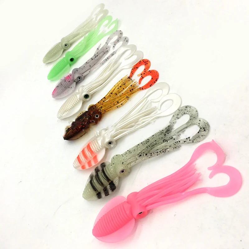 18cm Fishing Soft Lure Luminous/UV Squid Jig Fishing Tuna Lures Octopus Skirts Sea Fishing Wobbler Bait Lure Leurre